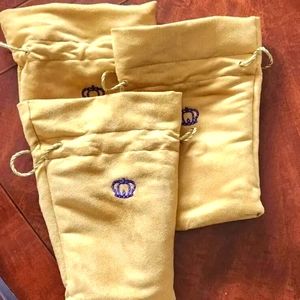 Lot of 3 Crown Royal Reserve Medium Tan Faux Suede Drawstring Bags Only